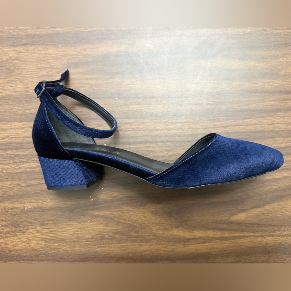Navy Blue Velvet Mule w/ Red Bottoms Size 10 NWOT size 41 EU - Picture 6 of 7